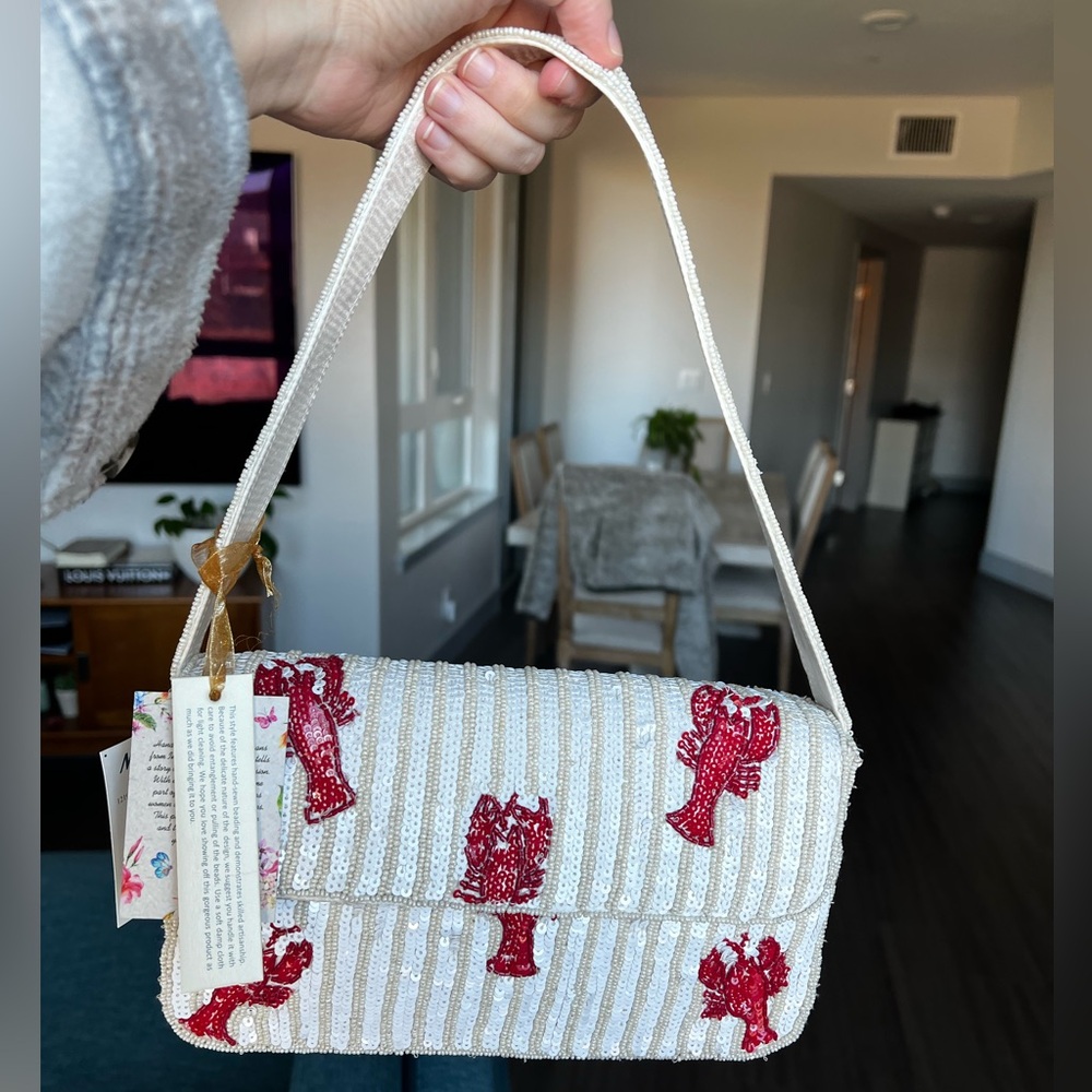 NWT Made in India Beaded Lobster Bag